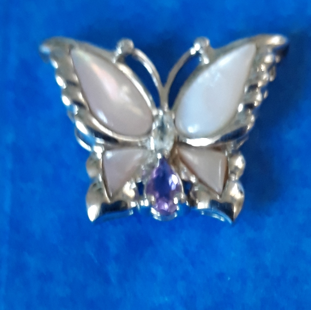 ❤❤ 925 SILVER BUTTERFLY MATHER PEARL - Picture 5 of 6